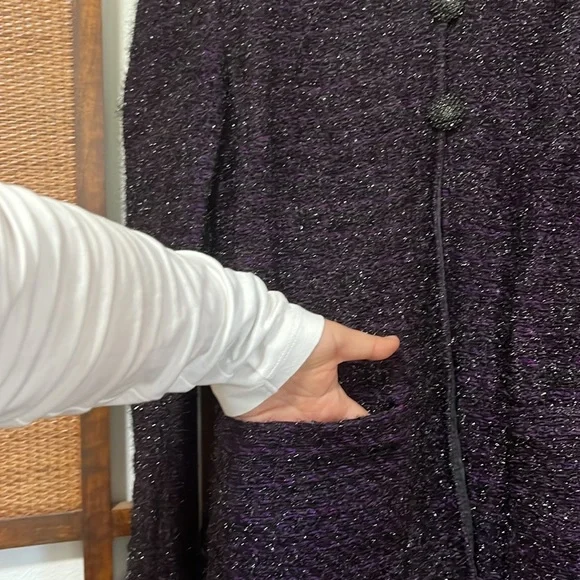 St. John Couture Purple Sparkly Cardigan size 14 - Picture 5 of 7